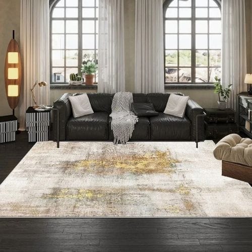 Tapis de Salon | Kilim Moderne Luxe Abstrait - Tapinna® Doré Gris / Rectangulaire / 50x80cm (Petit Tapis)