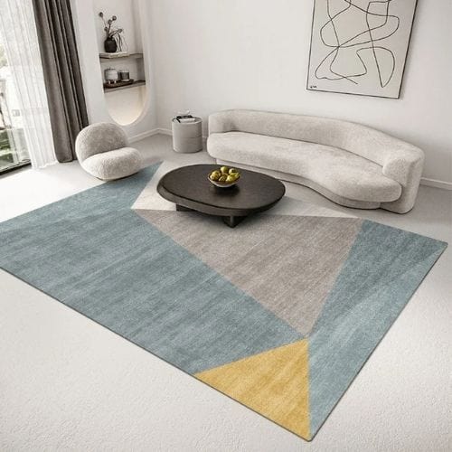 Tapis de Salon | Kilim Moderne Luxe Scandinave - Tapinna® Doré Bleu / Rectangulaire / 80x120cm