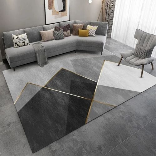 Tapis de Salon | Kilim Moderne Luxe Scandinave - Tapinna® Doré Gris / Rectangulaire / 80x120cm