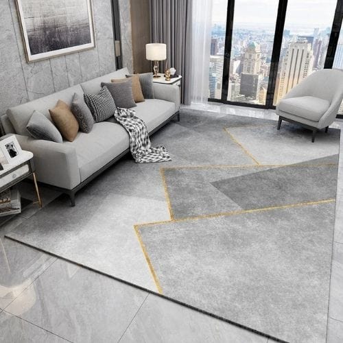 Tapis de Salon | Kilim Moderne Luxe Scandinave - Tapinna® Doré Gris / Rectangulaire / 80x120cm