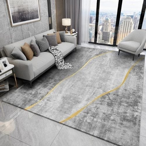 Tapis de Salon | Kilim Moderne Luxe Scandinave - Tapinna® Doré Gris / Rectangulaire / 80x120cm