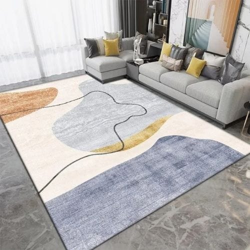 Tapis de Salon | Kilim Moderne Rayure - Tapinna® Doré Bleu / Rectangulaire / 60x90cm (Paillasson)