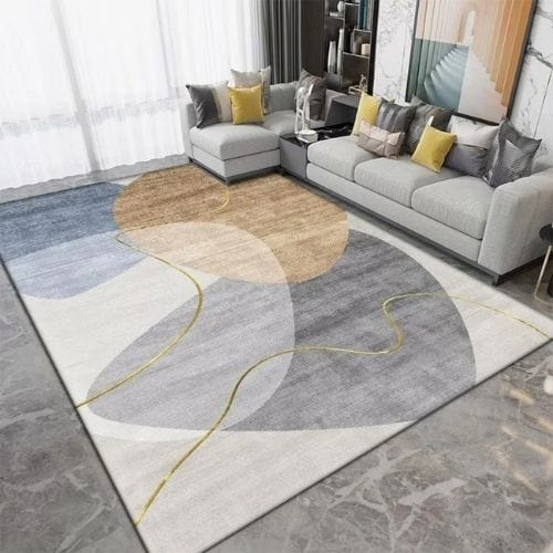 Tapis de Salon | Kilim Moderne Rayure - Tapinna® Doré Coloré / Rectangulaire / 60x90cm (Paillasson)