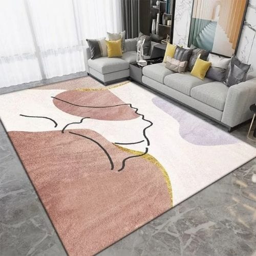 Tapis de Salon | Kilim Moderne Rayure - Tapinna® Doré Rose / Rectangulaire / 60x90cm (Paillasson)