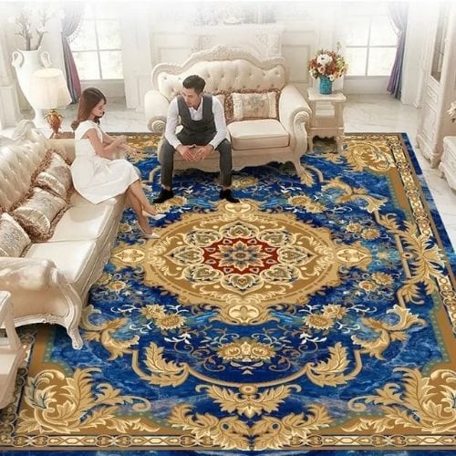 Tapis de Salon | Kilim Oriental Européen - Tapinna® Bleu / Rectangulaire / 50x80cm