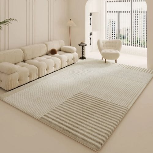 Tapis de Salon | Luxe Haut Gamme Poil Ras - Tapinna® Beige / Rectangulaire / 80x120cm
