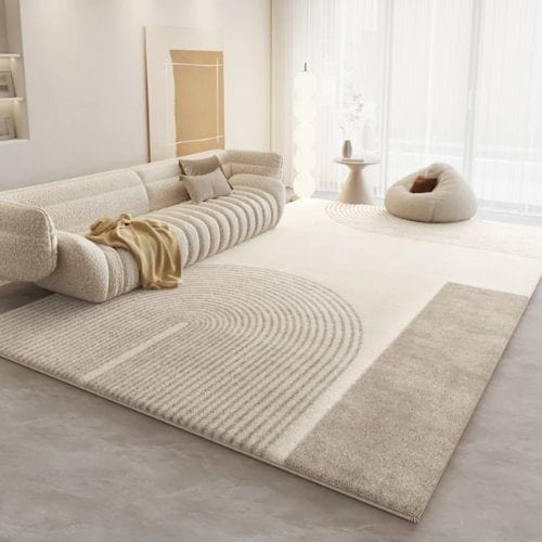 Tapis de Salon | Luxe Haut Gamme Poil Ras - Tapinna® Beige / Rectangulaire / 80x120cm
