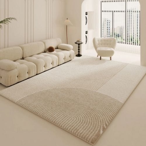 Tapis de Salon | Luxe Haut Gamme Poil Ras - Tapinna® Beige / Rectangulaire / 80x120cm