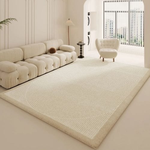 Tapis de Salon | Luxe Haut Gamme Poil Ras - Tapinna® Beige / Rectangulaire / 80x120cm