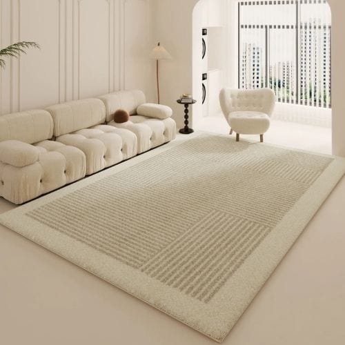 Tapis de Salon | Luxe Haut Gamme Poil Ras - Tapinna® Beige / Rectangulaire / 80x120cm