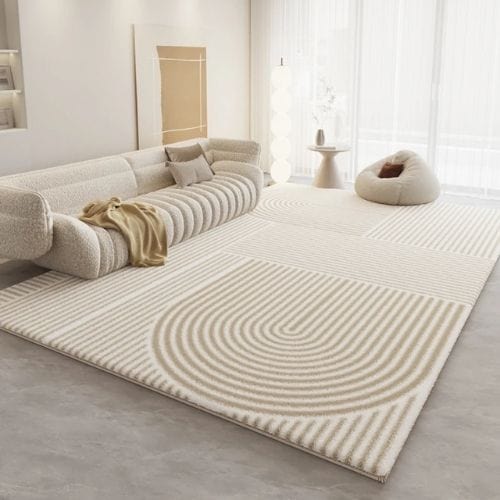 Tapis de Salon | Luxe Haut Gamme Poil Ras - Tapinna® Beige / Rectangulaire / 80x120cm