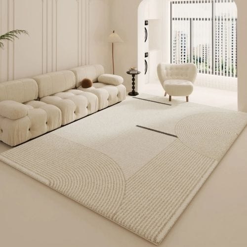 Tapis de Salon | Luxe Haut Gamme Poil Ras - Tapinna® Beige / Rectangulaire / 80x120cm
