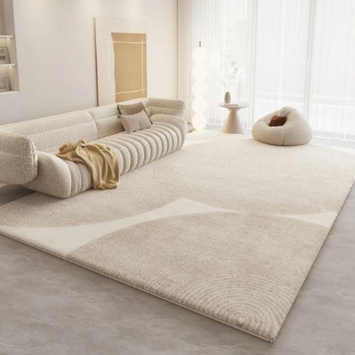 Tapis de Salon | Luxe Haut Gamme Poil Ras - Tapinna® Beige / Rectangulaire / 80x120cm