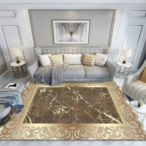Tapis de Salon | Luxe - Tapinna® Doré Beige / Rectangulaire / 60x90cm (Paillasson)