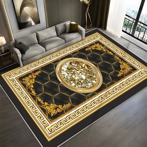 Tapis de Salon | Luxe - Tapinna® Doré Gris / Rectangulaire / 60x90cm (Paillasson)