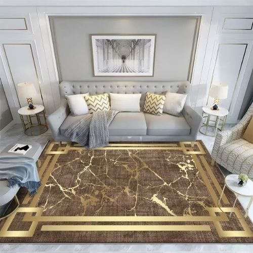 Tapis de Salon | Luxe - Tapinna® Doré Marron / Rectangulaire / 60x90cm (Paillasson)