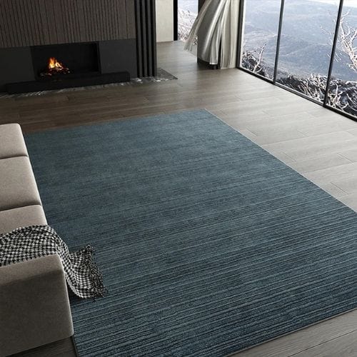 Tapis de Salon | Luxe Uni Poil Ras - Tapinna® Bleu / Rectangulaire / 80x120cm