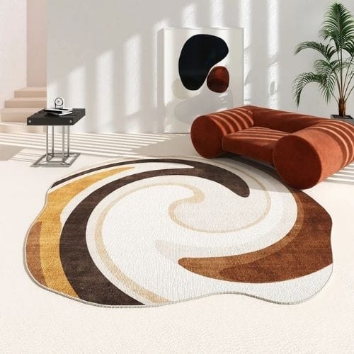 Tapis de Salon | Minimaliste Moderne - Tapinna® Marron / Irrégulier / 80x80cm