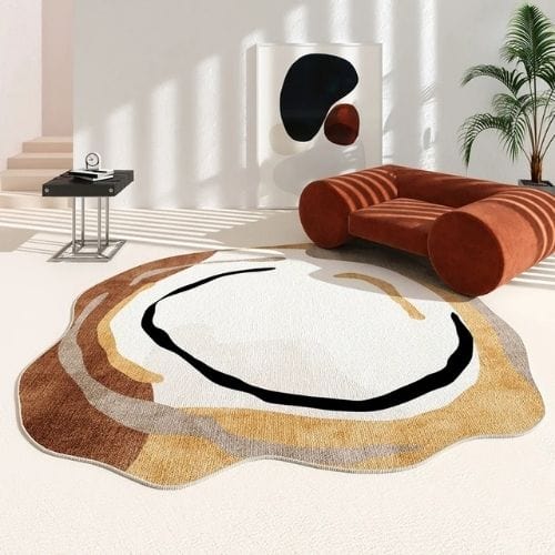 Tapis de Salon | Minimaliste Moderne - Tapinna® Marron / Irrégulier / 80x80cm