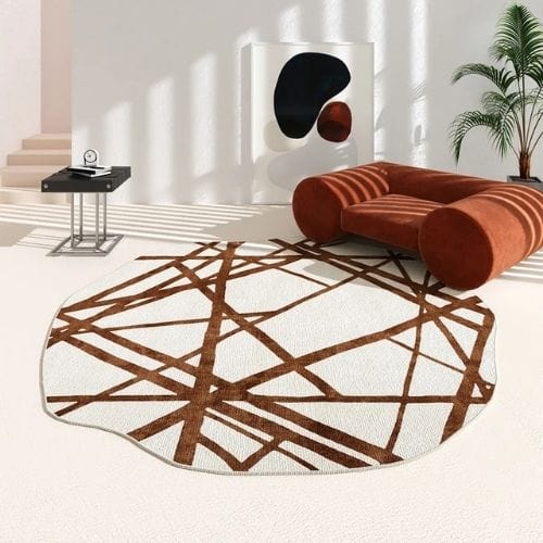 Tapis de Salon | Minimaliste Moderne - Tapinna® Marron / Irrégulier / 80x80cm