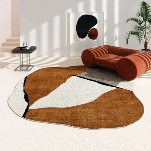 Tapis de Salon | Minimaliste Moderne - Tapinna® Marron / Irrégulier / 80x80cm