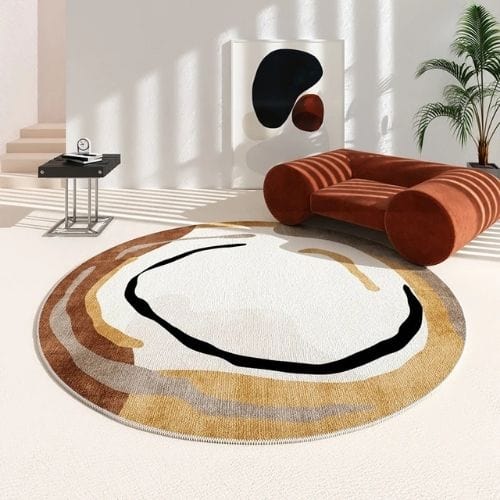 Tapis de Salon | Minimaliste Moderne - Tapinna® Marron / Rond / 80x80cm