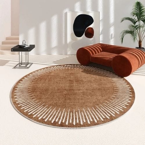 Tapis de Salon | Minimaliste Moderne - Tapinna® Marron / Rond / 80x80cm