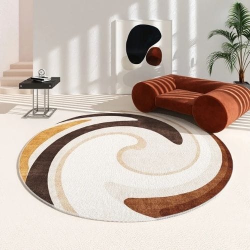 Tapis de Salon | Minimaliste Moderne - Tapinna® Marron / Rond / 80x80cm