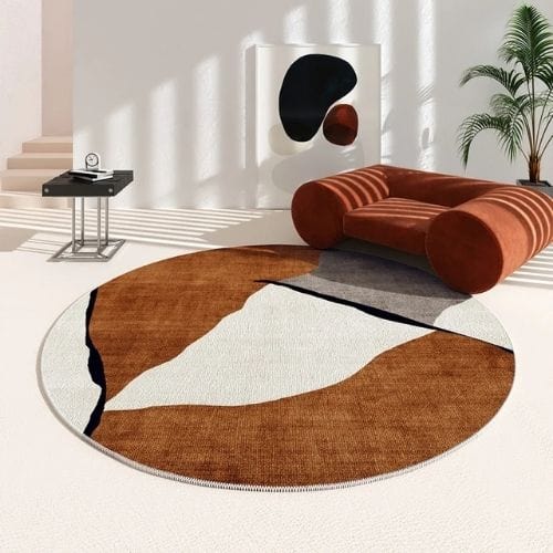 Tapis de Salon | Minimaliste Moderne - Tapinna® Marron / Rond / 80x80cm