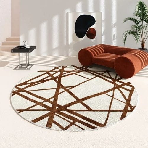 Tapis de Salon | Minimaliste Moderne - Tapinna® Marron / Rond / 80x80cm