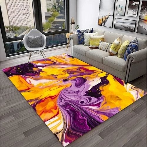 Tapis de Salon | Moderne Abstrait Marbre Illusion 3D - Tapinna® Doré Coloré / Rectangulaire / 40x60cm