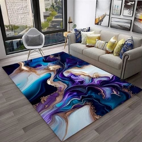 Tapis de Salon | Moderne Abstrait Marbre Illusion 3D - Tapinna® Doré Coloré / Rectangulaire / 40x60cm