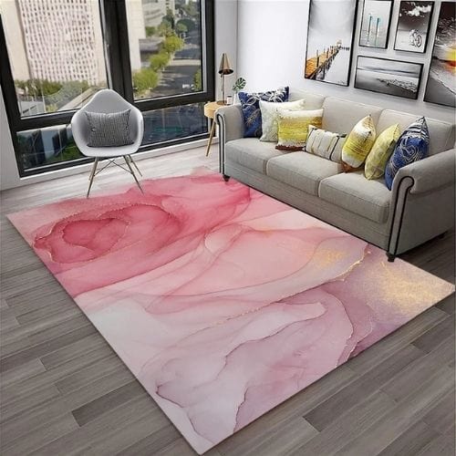 Tapis de Salon | Moderne Abstrait Marbre Illusion 3D - Tapinna® Doré Rose / Rectangulaire / 40x60cm