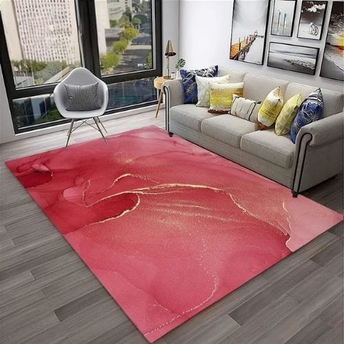 Tapis de Salon | Moderne Abstrait Marbre Illusion 3D - Tapinna® Doré Rose / Rectangulaire / 40x60cm