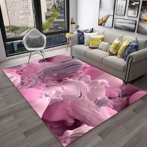 Tapis de Salon | Moderne Abstrait Marbre Illusion 3D - Tapinna® Rose / Rectangulaire / 40x60cm