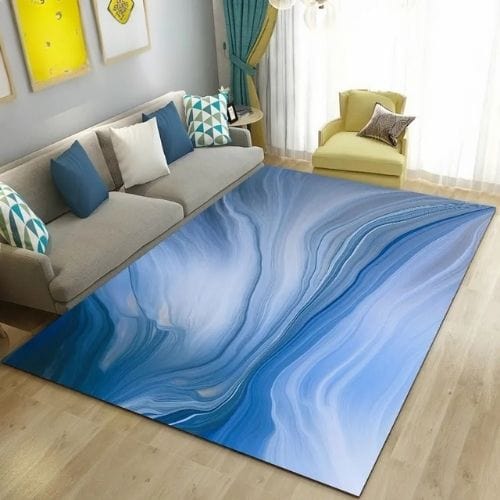 Tapis de Salon | Moderne Abstrait Marbre - Tapinna® Bleu / Rectangulaire / 40x60cm