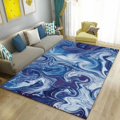 Tapis de Salon | Moderne Abstrait Marbre - Tapinna® Bleu / Rectangulaire / 40x60cm
