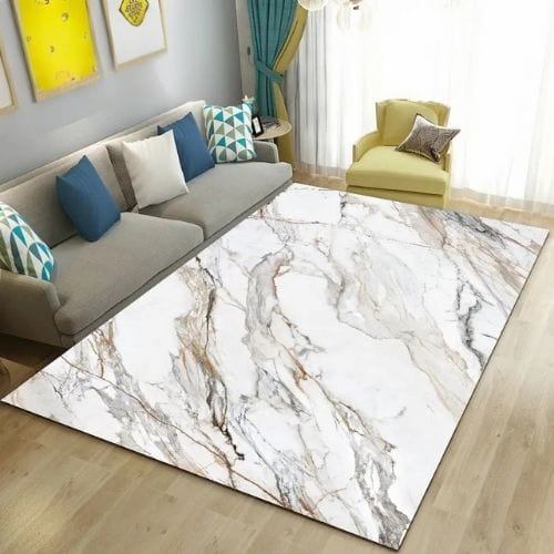 Tapis de Salon | Moderne Abstrait Marbre - Tapinna® Doré Blanc / Rectangulaire / 40x60cm