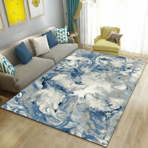 Tapis de Salon | Moderne Abstrait Marbre - Tapinna® Doré Bleu / Rectangulaire / 40x60cm
