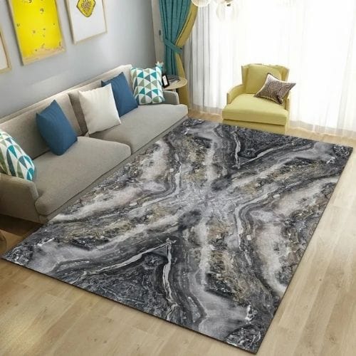 Tapis de Salon | Moderne Abstrait Marbre - Tapinna® Doré Gris / Rectangulaire / 40x60cm