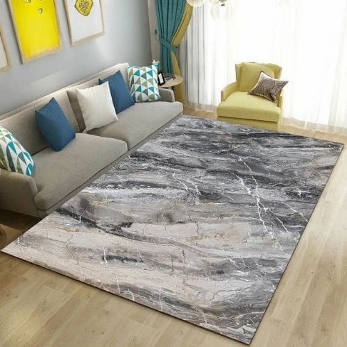 Tapis de Salon | Moderne Abstrait Marbre - Tapinna® Doré Gris / Rectangulaire / 40x60cm