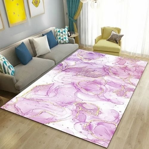 Tapis de Salon | Moderne Abstrait Marbre - Tapinna® Doré Rose / Rectangulaire / 40x60cm