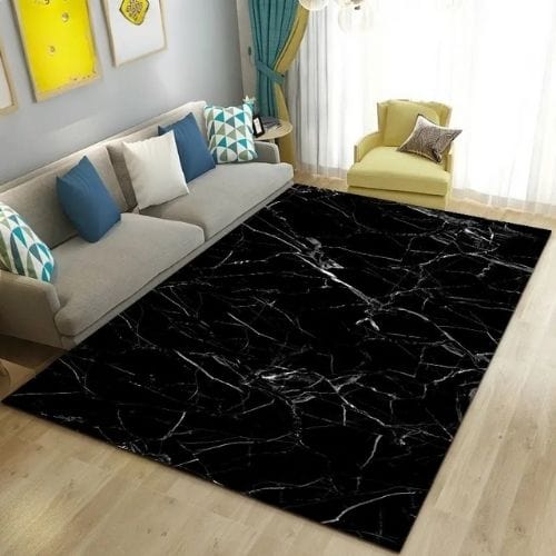 Tapis de Salon | Moderne Abstrait Marbre - Tapinna® Noir / Rectangulaire / 40x60cm