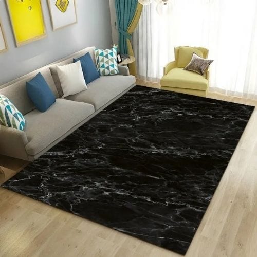 Tapis de Salon | Moderne Abstrait Marbre - Tapinna® Noir / Rectangulaire / 40x60cm