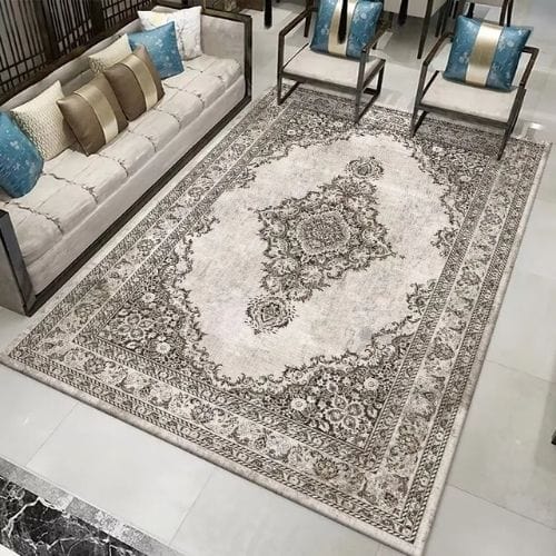 Tapis de Salon | Moderne Bohème Oriental Vintage - Tapinna® Gris / Rectangulaire / 60x90cm (23.6x35.4 Pouces)