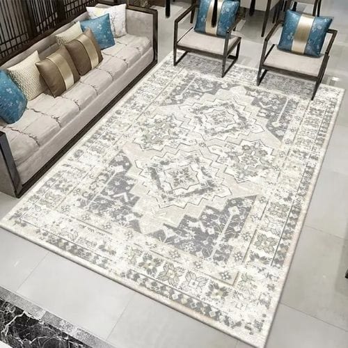 Tapis de Salon | Moderne Bohème Oriental Vintage - Tapinna® Gris / Rectangulaire / 60x90cm (23.6x35.4 Pouces)
