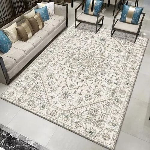 Tapis de Salon | Moderne Bohème Oriental Vintage - Tapinna® Gris / Rectangulaire / 60x90cm (23.6x35.4 Pouces)