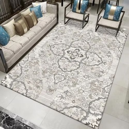 Tapis de Salon | Moderne Bohème Oriental Vintage - Tapinna® Gris / Rectangulaire / 60x90cm (23.6x35.4 Pouces)