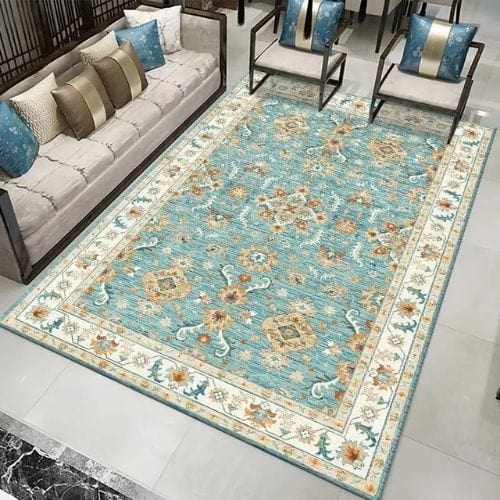 Tapis de Salon | Moderne Bohème Oriental Vintage - Tapinna® Turquoise / Rectangulaire / 60x90cm (23.6x35.4 Pouces)