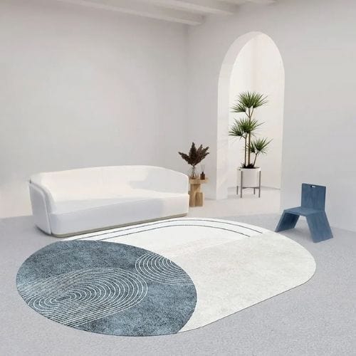 Tapis de Salon | Moderne Design Abstrait Scandinave - Tapinna® Bleu / Ovale / 50x80cm